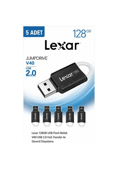 Lexar 128gb Usb Flash Bellek V40 Usb 2.0 Flash Bellek 5'li Paket