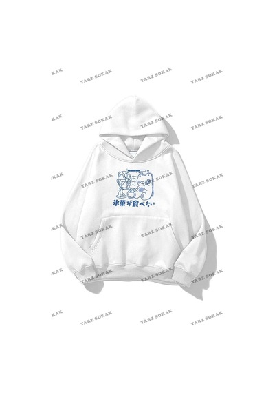 Startmore Y2k Unisex Bear & Fan Sweatshirt Kod 1549 Beyaz Beyaz