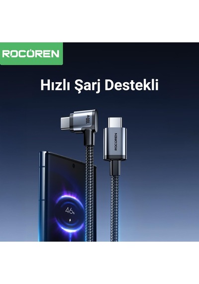 100w Type-c To Type-c 90 Örgülü Pd Hızlı Şarj Ve Data Kablosu 2 Metre Diğer