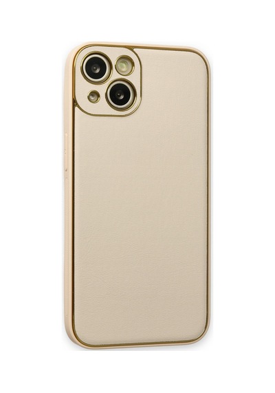 Apple iPhone Uyumlu 14 Plus Kılıf Coco Deri Silikon Kapak - Gold Bzsxx00 1