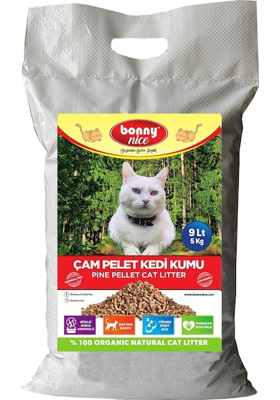 Bonny Nice Doğal Pellet Çam Peleti Kalın Kedi Kumu 5 x 9 L