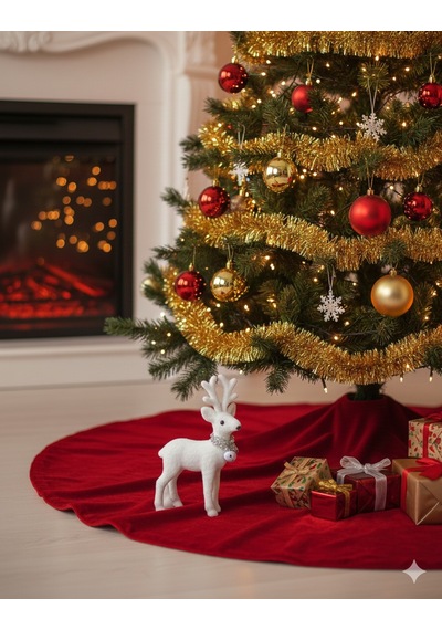22 Cm X 15 Cm Yılbaşı Geyik Beyaz Kadife Tüylü Dekoratif Masa Ve Parti Süsleme Figürü Noel Diğer