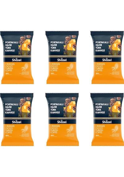 Shazel Portakallı Hazır Türk Kahvesi 100 Gr X 6 Adet Öğütülmüş