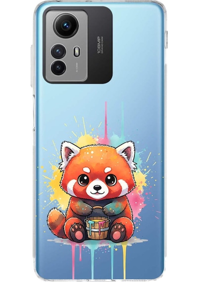 Redmi Note 12s İle Uyumlu Splash Tilki Tasarımlı Şeffaf Silikon Kılıf Şeffaf