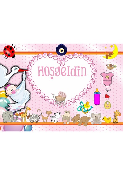 Hoşgeldin Bebek Afiş. 70Cm X 50Cm - Pembe