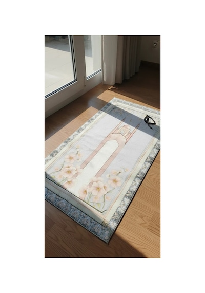 Bahar Bambu Namaz Seccadesi - Kaliteli Yumuşak Kaymaz Tabanlı Krem