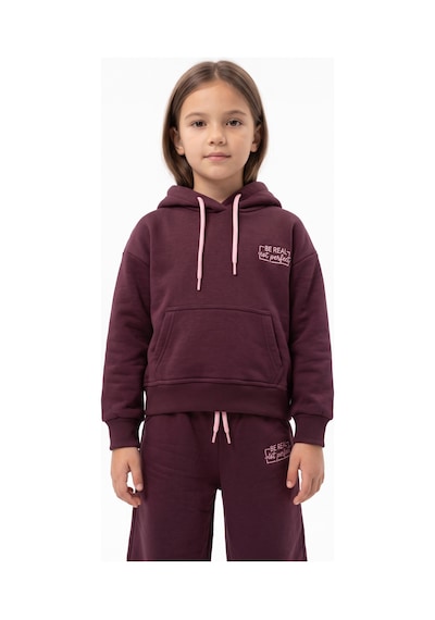 Toontoy Kids Toontoy Kız Çocuk Kapüşonlu Baskılı Eşofman Takım Bordo