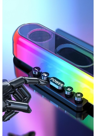 Thentech Bluetooth Hoparlör Daktilo Tuşlu Rgb Ledli 360 Derece Ses Özellikli Kablosuz Hoparlör Dekoratif Çok Renkli