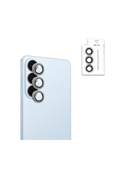 Samsung Galaxy Uyumlu S26 - S26 Plus İçin Ipg Prolens Kamera Lens Koruyucu Elmas Taş Çerçeveli, Kırılmaz Cam Gümüş