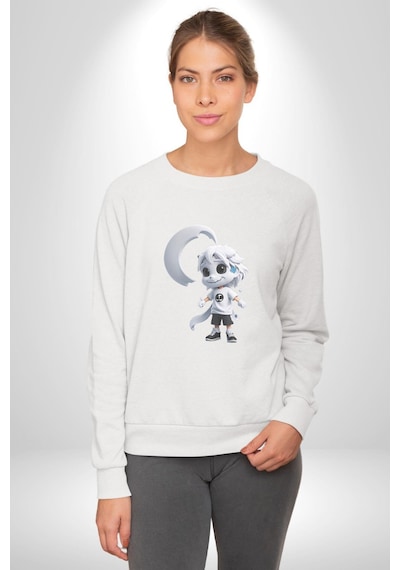 Japon Anime Baruto Momoshiki Unisex Beyaz Baskılı Sweatshirt Beyaz