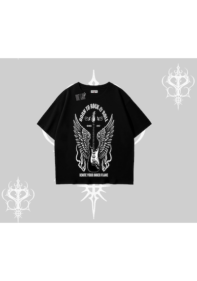 Tarzsokak Oversize Tshirt Born To Rock Eternal Flame Legacy Siyah