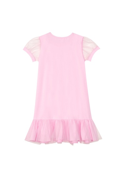 Denokids Yıldızlı Unicorn Kız Çocuk Pembe Tüllü Fırfırlı Yazlık Elbise