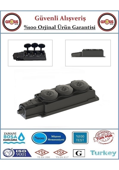 Kauçuk Monofaze 1x16 Amper - 220 Volt Topraklı Üçlü Grup Dişi Fiş