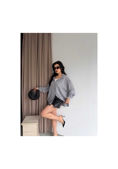 Unika Boutique Salaş Stil Gömlek Gri