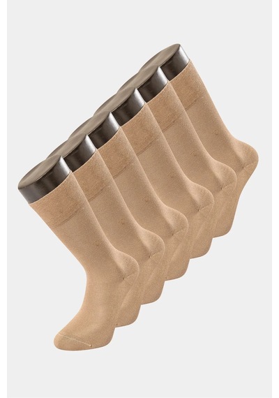 Türen 9101 Erkek Bamboo Düz Soket Çorap 6'lı Paket-bej Bej