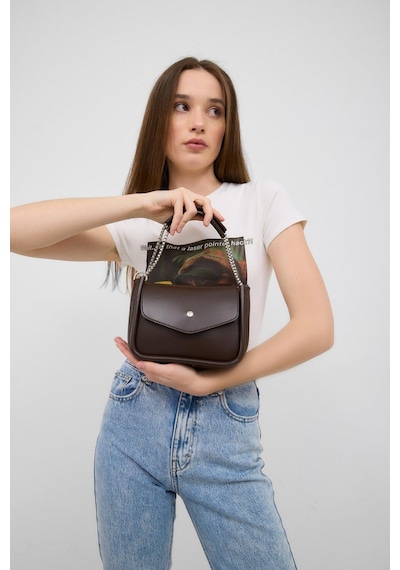 Shule Bags Soshe El Ve Çapraz Çanta Acı Kahve Acı Kahve