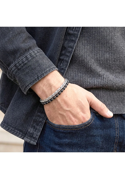 Moncuk Design Çelik Zincirli Mat Oniks Ve Silver Hematit Erkek Bileklik 33512b21d11 Çok Renkli