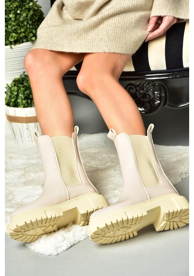Fox Shoes N280349009 Bej/bej Kalın Tabanlı Günlük Kadın Bot Bej/bej-suni Deri Bej - Bej