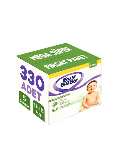 Evy Baby Bebek Bezi Beden:5 11-18kg Junior 330 Adet Mega Süper Fırsat 5'li