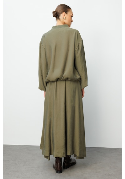 Mizalle Modal Karışımlı Haki Oversize Bomber Ceket Haki