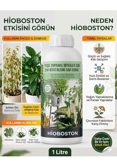 Hioboston Sıvı Gübre Ve Bitki Besini - Yeşil Yapraklı Salon Bitkileri İçin Hızlı Emilimli Yaprak Canlandırıc Diğer