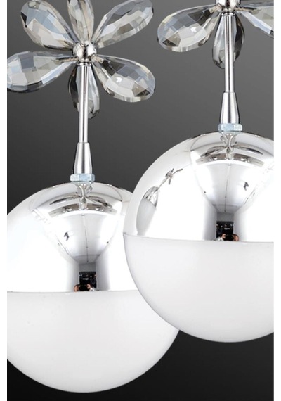 Kelebek 2'li Krom Sarkıt 3 Renk Modu Ledli Kristal Taşlı Modern Led Avize Krom