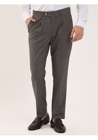 Dufy Kahve Melanj Erkek Slim Fit Pantolon - 97655 Kahverengi