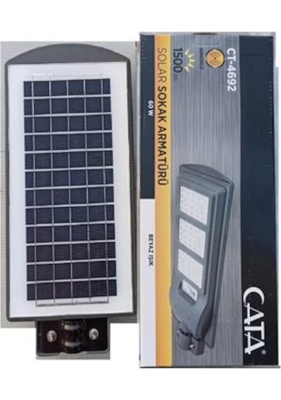 Cata Ct-4692 60W Solar Sokak Armatürü Güneş Enerjili Bahçe Lamba