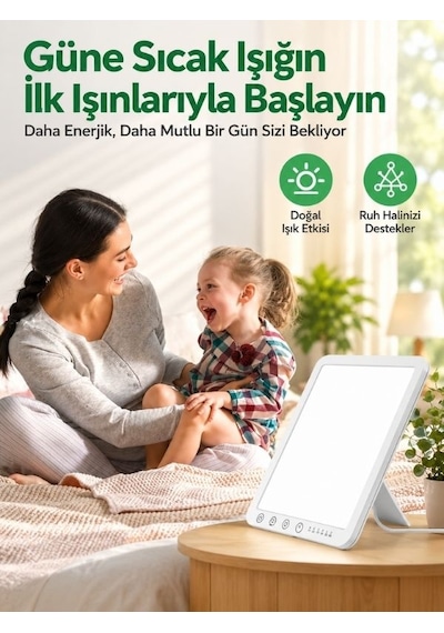 15000 Lux Led Işık Terapisi Lambası 3 Renk, 5 Parlaklık, Zamanlayıcı Çok Renkli