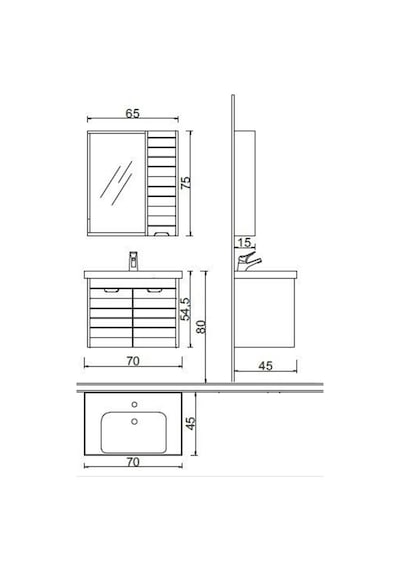 Denko Mostar 70 Cm Mdf Banyo Dolabı Takımı Alt Modül Çok Renkli