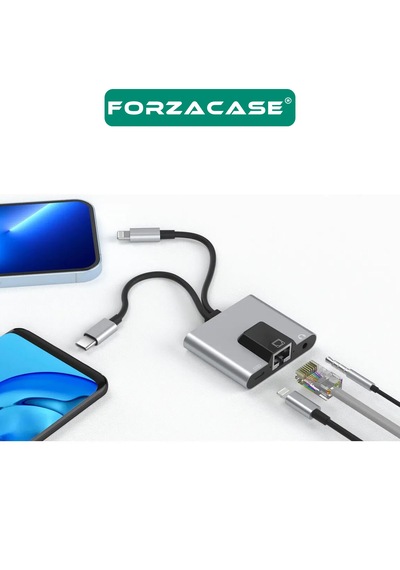 Forzacase Lightning & Type-c To Ethernet Adaptör Çevirici Fc1083