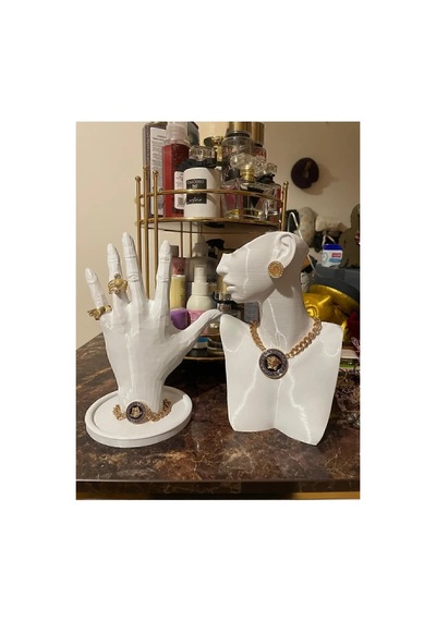 21cm Dekoratif Takı Organizer Mankeni Standı Set Şık Makyaj Mücevher Kolye Sergi Yüzük Manken Beyaz 20cm Set
