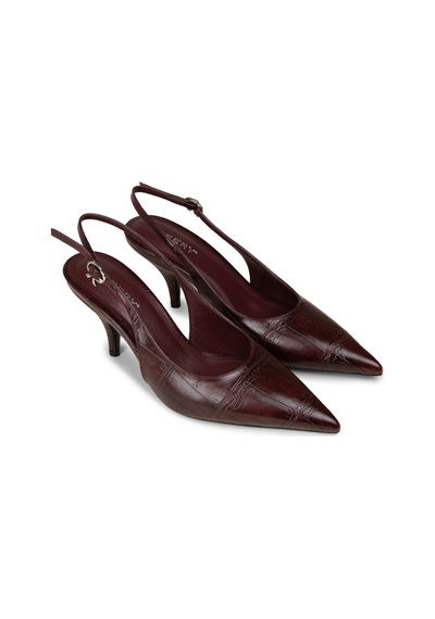 Deery Kadın Bordo Krokodil Desenli Slingback Stiletto - V4035zbrdm01 Bordo