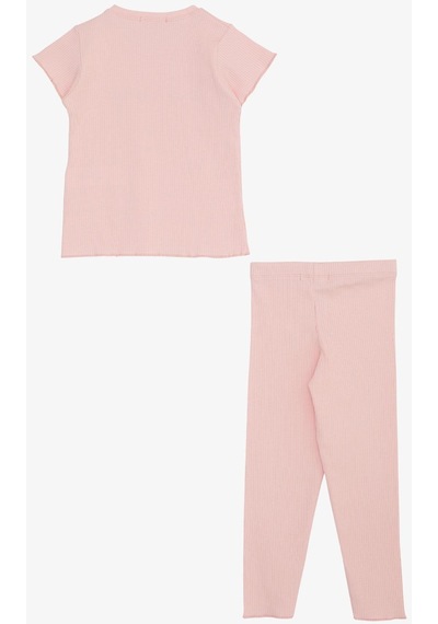 Breeze Kız Çocuk Taytlı Takım Yazı Baskılı 1.5-5 Yaş, Pembe-pembe Pembe