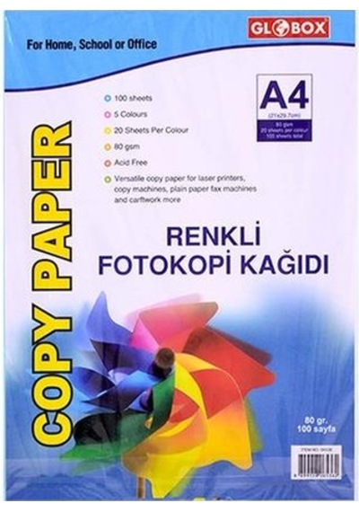 Globox Fotokopi Kağıdı 5 Renk 100 Lü 6536