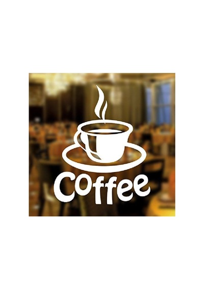 Coffee Sticker Kahve Kafe Çay Fincan Sticker Işyeri Beyaz