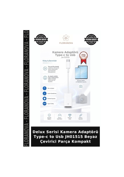 Delux Serisi Kamera Adaptörü Type-c To Usb Jh01515 Beyaz Çevirici Parça Kompakt