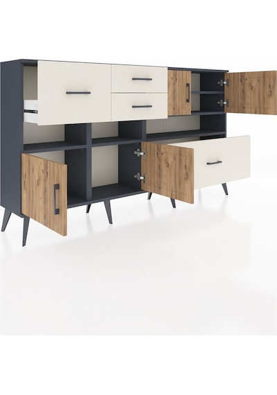 Arges Konsol 5 Raflı 4 Çekmeceli 4 Kapaklı 176x30x99 Antrasit-çam/aytaşı Atlas Çam/aytası - Antrasıt Arges Konsol 5 Raflı 4 Çekmeceli 4 Kapaklı 176x30x99 Antrasit-çam/aytaşı Atlas Çam/aytası - Antrasıt