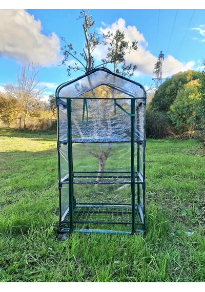 16030 3 Katlı Tekerlekli Portatif Şeffaf Bahçe Serası - 69cm X 49cm X 127cm