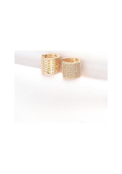 Pirinç Gold Renk Taşlı Minimal Küpe