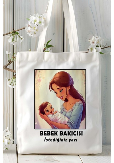 Art Hediye Bebek Bakıcısı Baskılı Bez Omuz Çantası Kişiye Özel Model 14 Çok Renkli