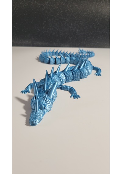 55 Cm 3d Baskı Mavi Ejderha Figürü Hareketli Eklemli Dragon Metalik Görünümlü Dekoratif Masaüstü Süs Koleksiyonluk Hediyelik