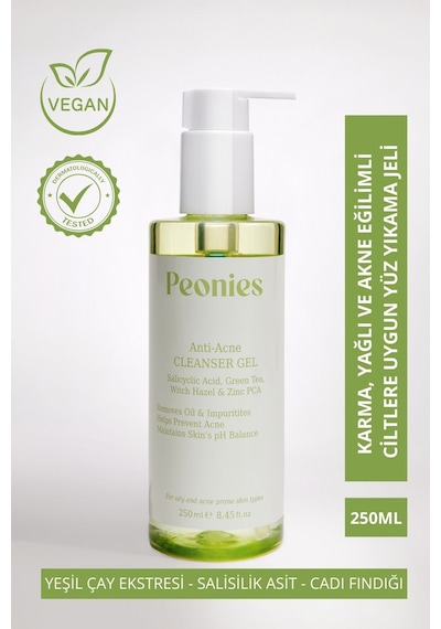Peonies acne Cleanser Gel Yağlı Akneli Ve Karma Ciltler Için Salisilik Asitli Yıkama Jeli