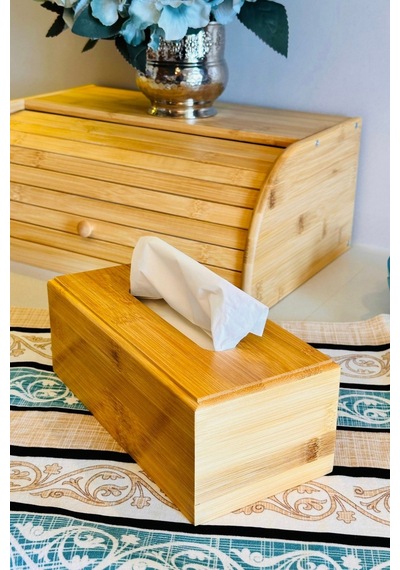 Bambu Peçetelik, 23 Cm X 11 Cm X 8,5 Cm Ebatlarında Doğal Bambu Ahşap Peçetelik
