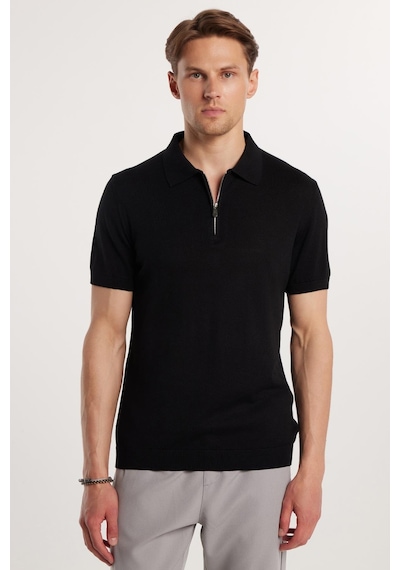 Tudors Erkek Slim Fit Dar Kesim Pamuklu Örme Triko Fermuarlı Siyah Polo Yaka Tişört-33178 Siyah Tudors Erkek Slim Fit Dar Kesim Pamuklu Örme Triko Fermuarlı Siyah Polo Yaka Tişört-33178 Siyah