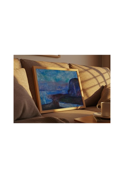 Modern Sanat Munch Yıldızlı Gece Çerçevesiz Poster 21x30 Cm A4 Tablo Modern Sanat Ekspresyonizm