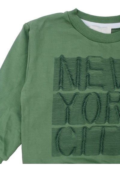 Bebegen Erkek Çocuk Yeşil New York Yazılı 2'li Takım Çok Renkli