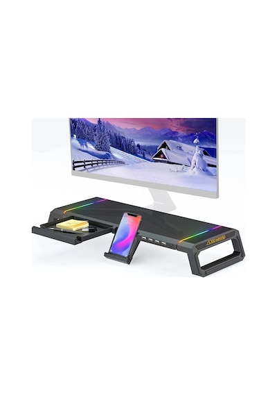 Masaüstü Stand Yükseltici Katlanabilir Rgb Çekmeceli Monitör Standı