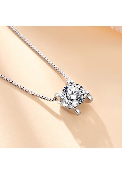 0.80 Carat Zirkon Taşlı Gümüş Kap. Tek Taş Kadın Kolye Db01 Beyaz