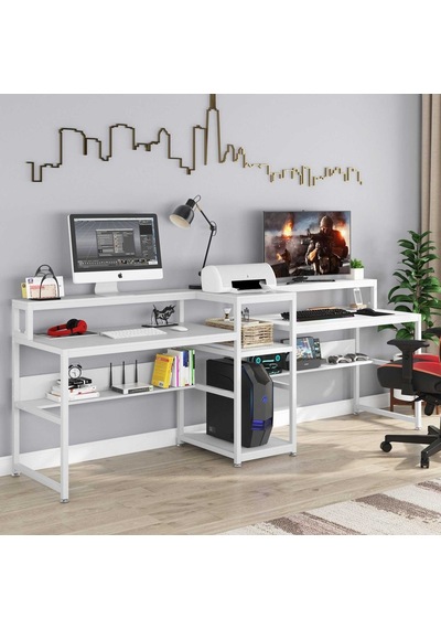 Zizuva Zizuva Tasarım Beyaz Raf Kitaplıkla Bölmeli Modern 2 Kişilik Ça